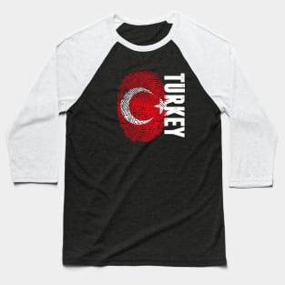 Turkey Flag Fingerprint My Story DNA Turkish Baseball T-Shirt